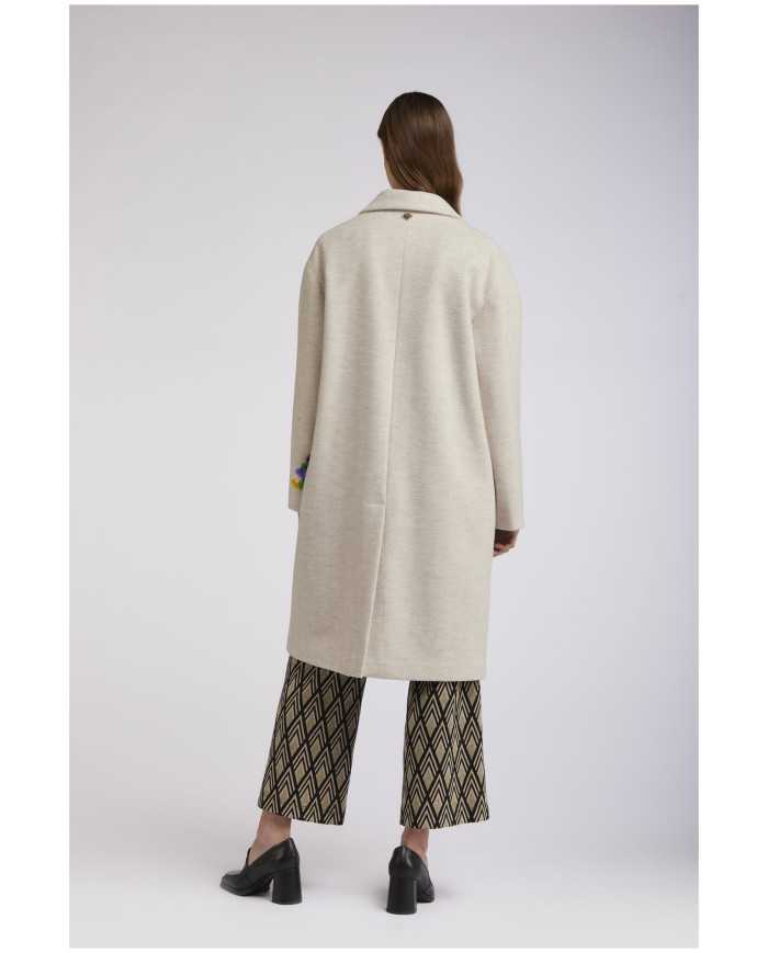 CafèNoir Cappotto monopetto Avorio - Glamour Calzature