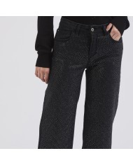 CafèNoir Jeans stretch con strass Nero - Glamour Calzature