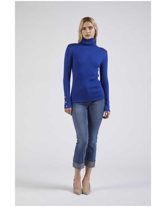 CafèNoir Maglia a collo alto Azzurro - Glamour Calzature CafèNoir Maglia a collo alto Azzurro - Glamour Calzature