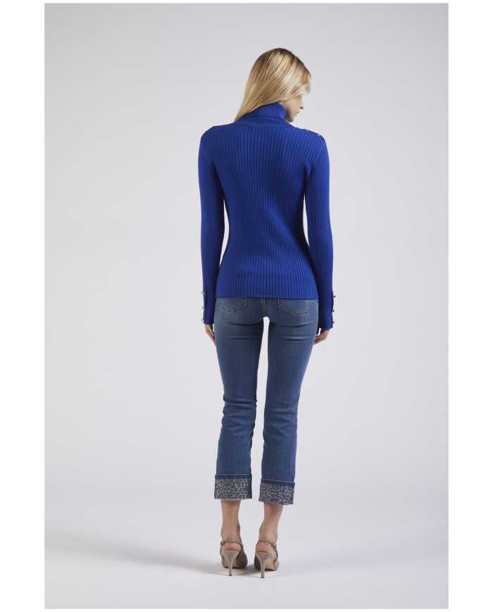 CafèNoir Maglia a collo alto Azzurro - Glamour Calzature CafèNoir Maglia a collo alto Azzurro - Glamour Calzature