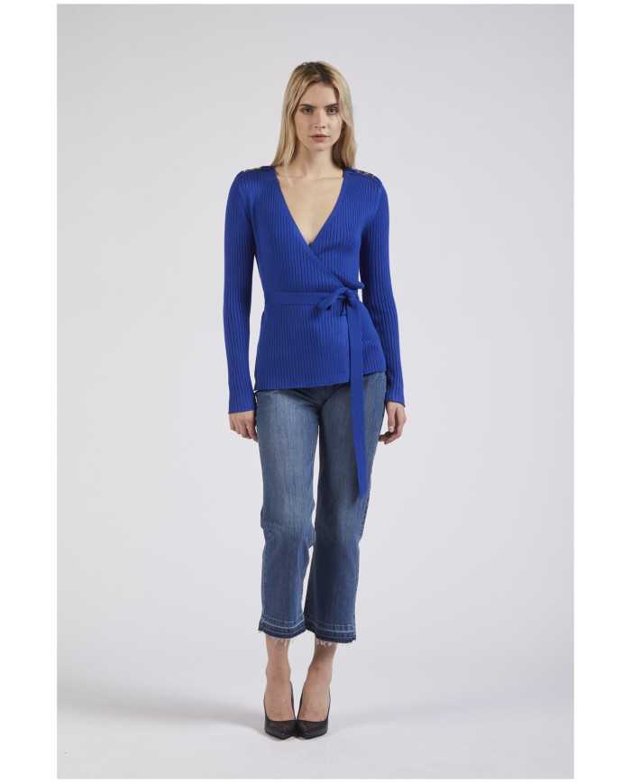 CafèNoir Cardigan incrociato Azzurro - Glamour Calzature