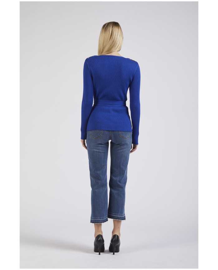 CafèNoir Cardigan incrociato Azzurro - Glamour Calzature