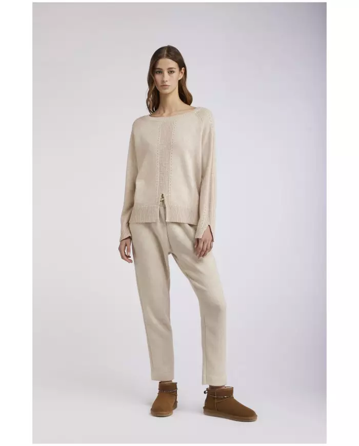 CafèNoir Maglia scollo barca Beige - Glamour Calzature