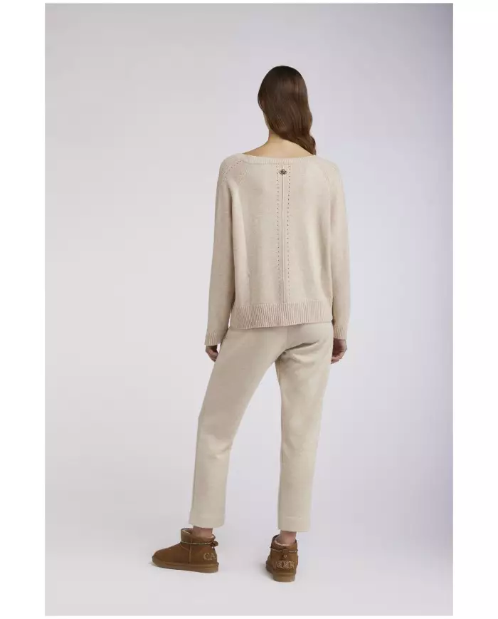 CafèNoir Maglia scollo barca Beige - Glamour Calzature