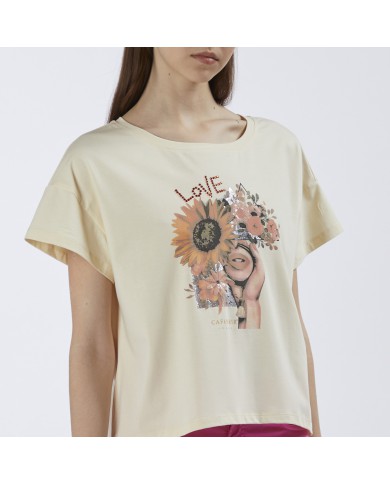 CafèNoir T-shirt Beige - Glamour Calzature CafèNoir T-shirt Beige - Glamour Calzature