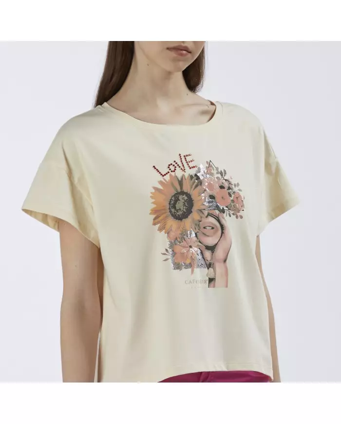 CafèNoir T-shirt Beige - Glamour Calzature