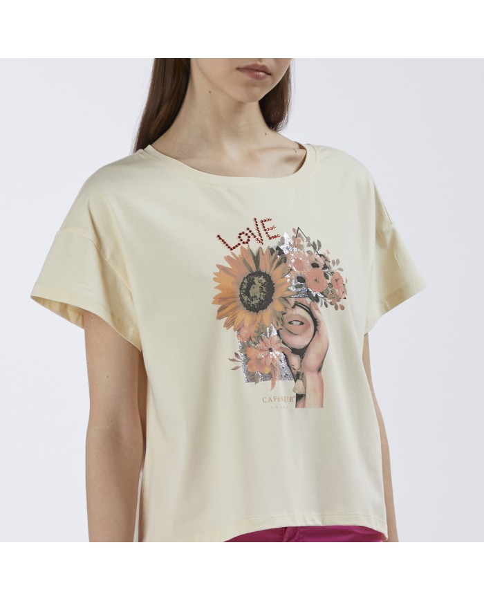 CafèNoir T-shirt Beige - Glamour Calzature CafèNoir T-shirt Beige - Glamour Calzature