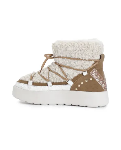 CafèNoir TRONCHETTO ALLACCIATO IN SHEARLING SINTETICO.CAMEL - Glamo...