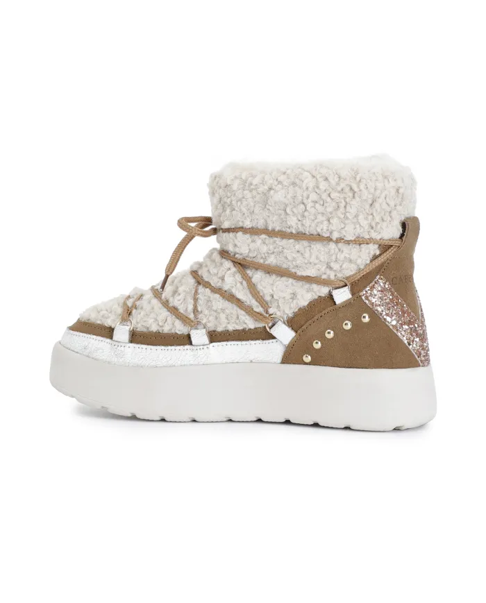 CafèNoir TRONCHETTO ALLACCIATO IN SHEARLING SINTETICO.CAMEL - Glamo...