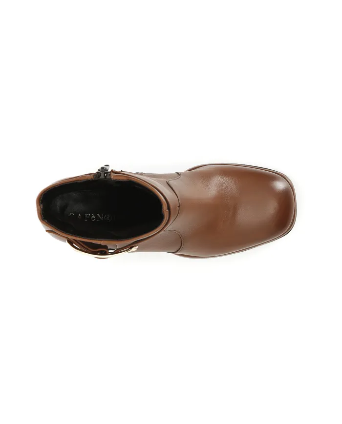 CafèNoir TRONCHETTO IN PELLE CON FIBBIA.COGNAC Cuoio - Glamour Calz...