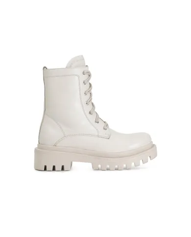 CafèNoir TRONCHETTO IN PELLE ALLACCIATO.WHITE Bianco - Glamour Calz...