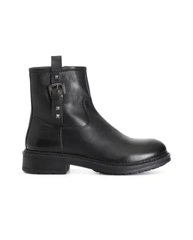 CafèNoir TRONCHETTO IN PELLE CON FIBBIA.NERO - Glamour Calzature