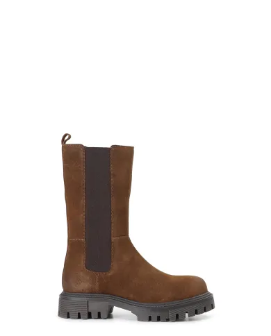 CafèNoir STIVALETTO IN PELLE SCAMOSCIATA CON ELASTICO.COGNAC Cuoio ...