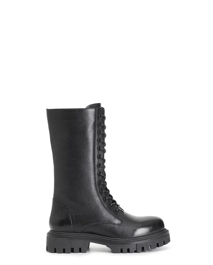 CafèNoir STIVALETTO 3/4 IN PELLE CON LACCI.NERO - Glamour Calzature