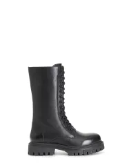 CafèNoir STIVALETTO 3/4 IN PELLE CON LACCI.NERO - Glamour Calzature