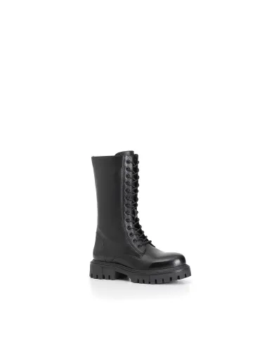 CafèNoir STIVALETTO 3/4 IN PELLE CON LACCI.NERO - Glamour Calzature