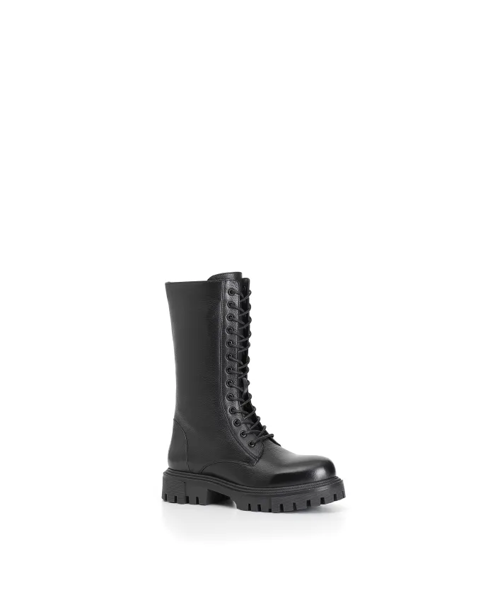 CafèNoir STIVALETTO 3/4 IN PELLE CON LACCI.NERO - Glamour Calzature