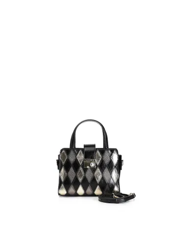 CafèNoir MINIBAG ROMBI PATCHWORK E ACCESSORIO CON STRASS.NERO - Gla...