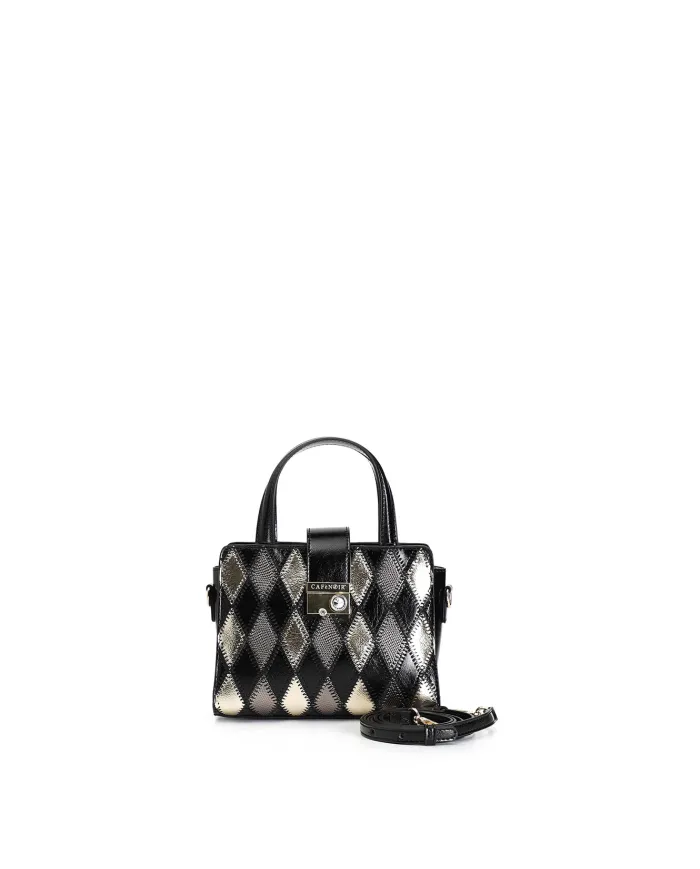 CafèNoir MINIBAG ROMBI PATCHWORK E ACCESSORIO CON STRASS.NERO - Gla...
