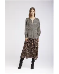 CafèNoir BLUSA STAMPATA CON PIEGA DAVANTI.NATURALE - Glamour Calzature