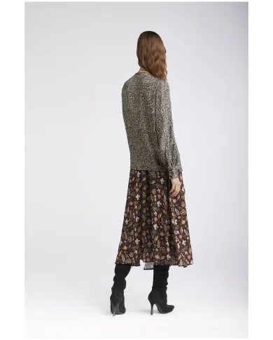 CafèNoir BLUSA STAMPATA CON PIEGA DAVANTI.NATURALE - Glamour Calzature