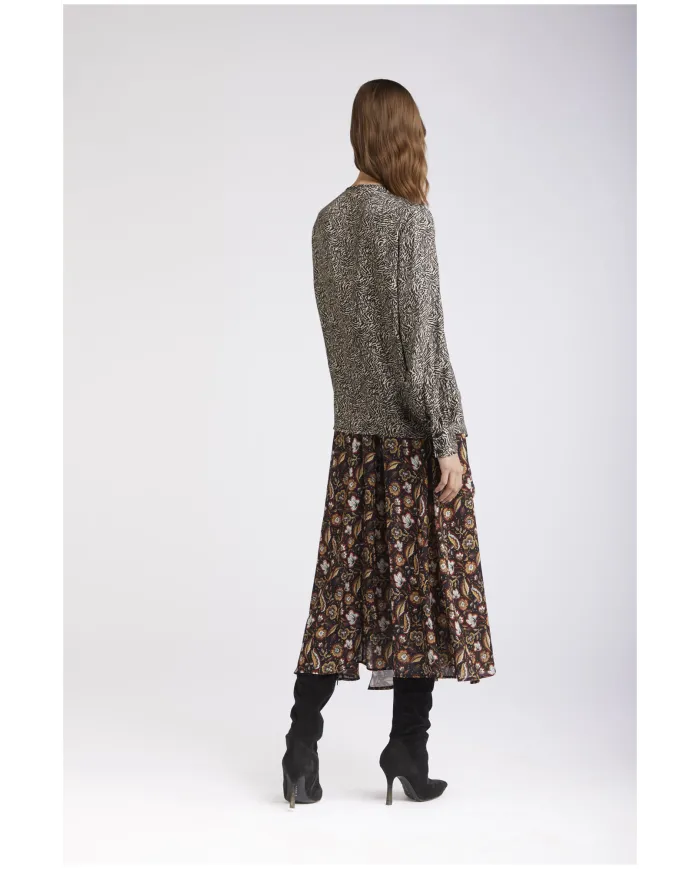 CafèNoir BLUSA STAMPATA CON PIEGA DAVANTI.NATURALE - Glamour Calzature