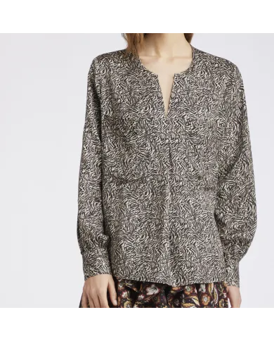 CafèNoir BLUSA STAMPATA CON PIEGA DAVANTI.NATURALE - Glamour Calzature