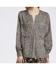 CafèNoir BLUSA STAMPATA CON PIEGA DAVANTI.NATURALE - Glamour Calzature