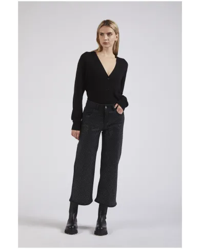 CafèNoir DENIM CULOTTE CON STRAS.NERO/NERO - Glamour Calzature