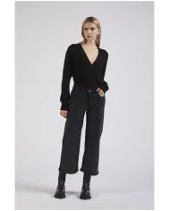 CafèNoir DENIM CULOTTE CON STRAS.NERO/NERO - Glamour Calzature