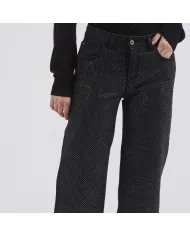 CafèNoir DENIM CULOTTE CON STRAS.NERO/NERO - Glamour Calzature