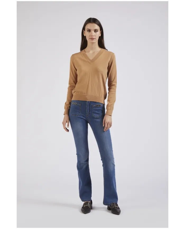 CafèNoir MAGLIA SCOLLO A V.CAMMELLO - Glamour Calzature