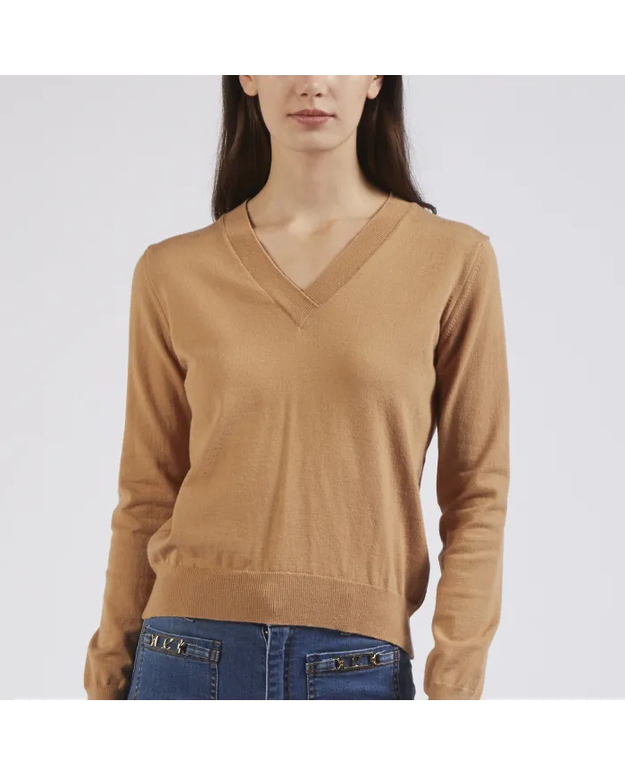 CafèNoir MAGLIA SCOLLO A V.CAMMELLO - Glamour Calzature