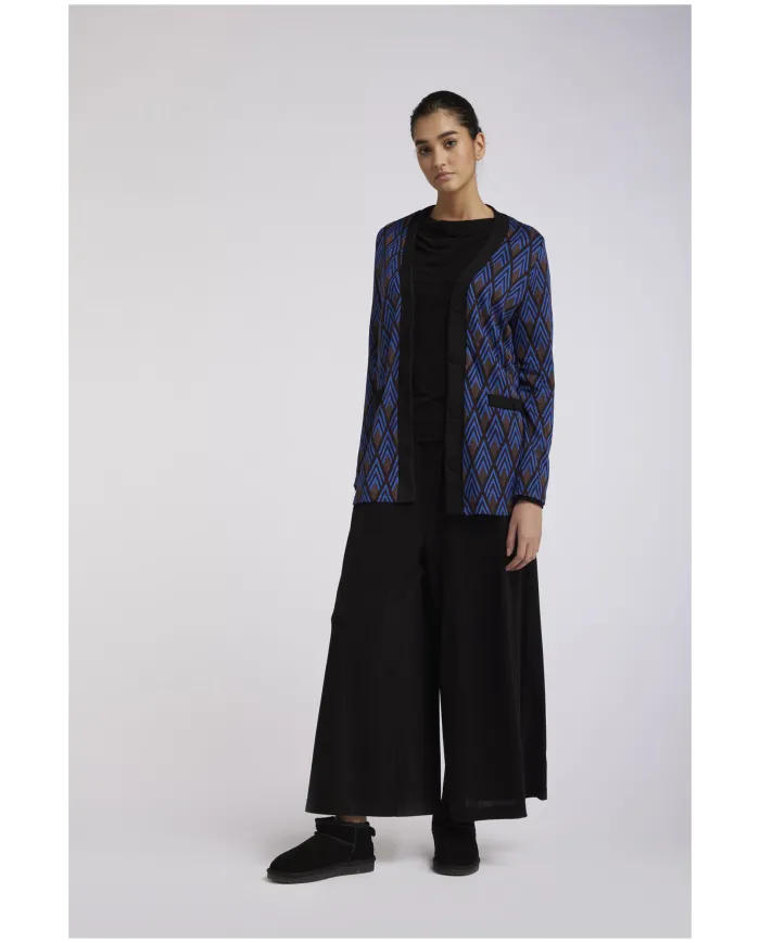 CafèNoir CARDIGAN LUNGO TESSUTO JACQUARD.ROYAL - Glamour Calzature