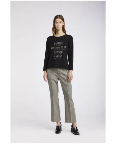 CafèNoir TSHIRT SCRITTA DI STRAS.NERO - Glamour Calzature