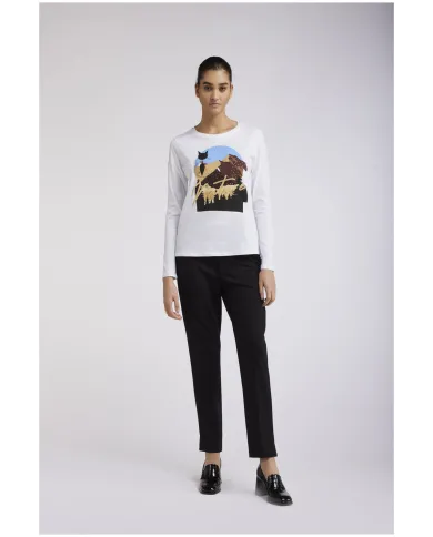 CafèNoir TSHIRT MANICHE LUNGHE STAMPA CAT NOIR IN MONTAGNA.BIANCO -... CafèNoir TSHIRT MANICHE LUNGHE STAMPA CAT NOIR IN MONTAGNA.BIANCO -...