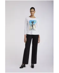 CafèNoir TSHIRT MANICA LUNGA STAMPA CAT NOIR SCIATORE.BIANCO - Glam... CafèNoir TSHIRT MANICA LUNGA STAMPA CAT NOIR SCIATORE.BIANCO - Glam...