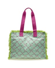 Blauer Canvas Shopping Verde - Glamour Calzature