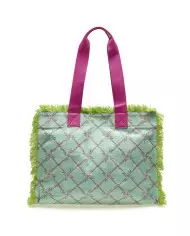 Blauer Canvas Shopping Verde - Glamour Calzature