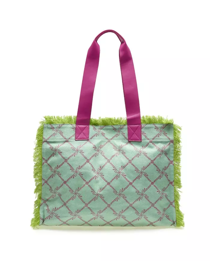 Blauer Canvas Shopping Verde - Glamour Calzature