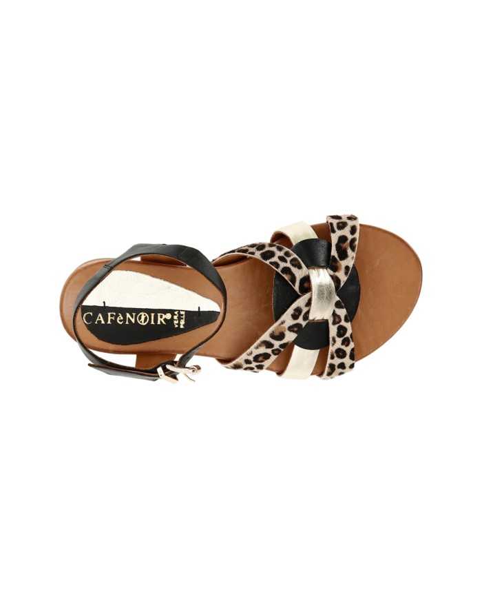 CafèNoir Sandalo Cavallino Leopardato Nero - Glamour Calzature CafèNoir Sandalo Cavallino Leopardato Nero - Glamour Calzature