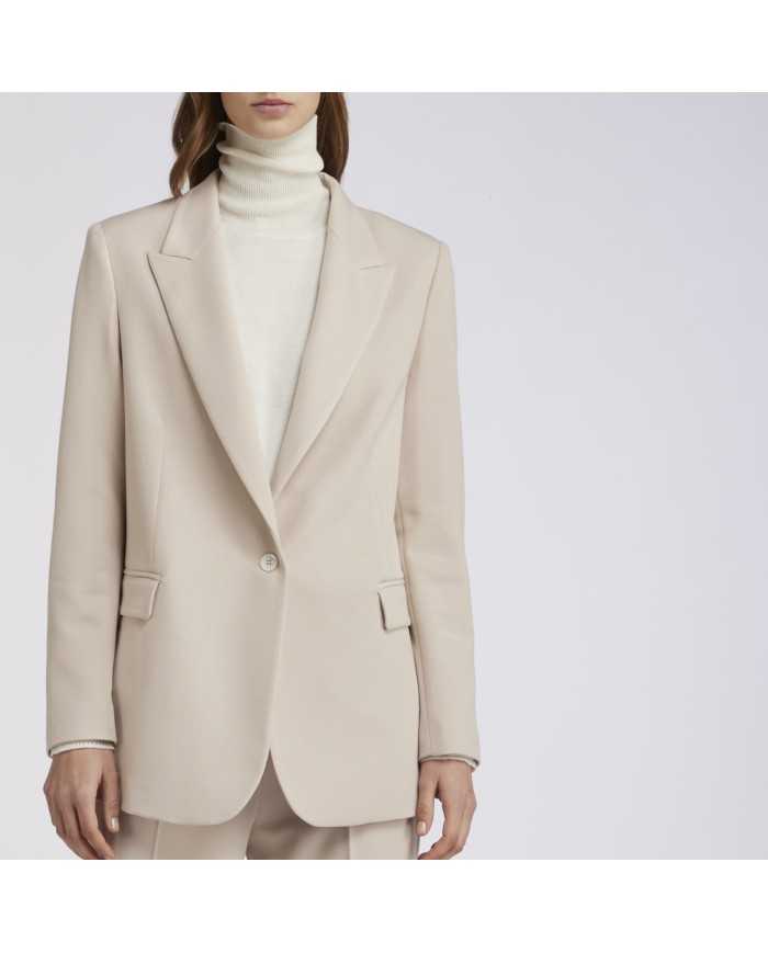 CafèNoir Giacca lunga monopetto Avorio - Glamour Calzature